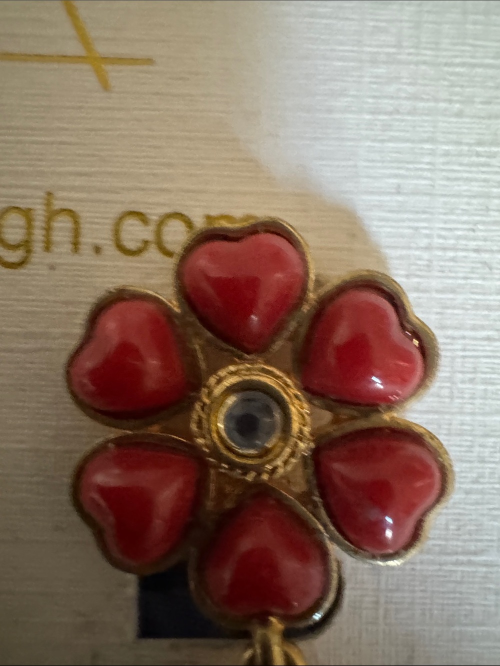 Amrita Singh Red and Gold Enamel Kundan Chandbali Earrings - Picture 4 of 4